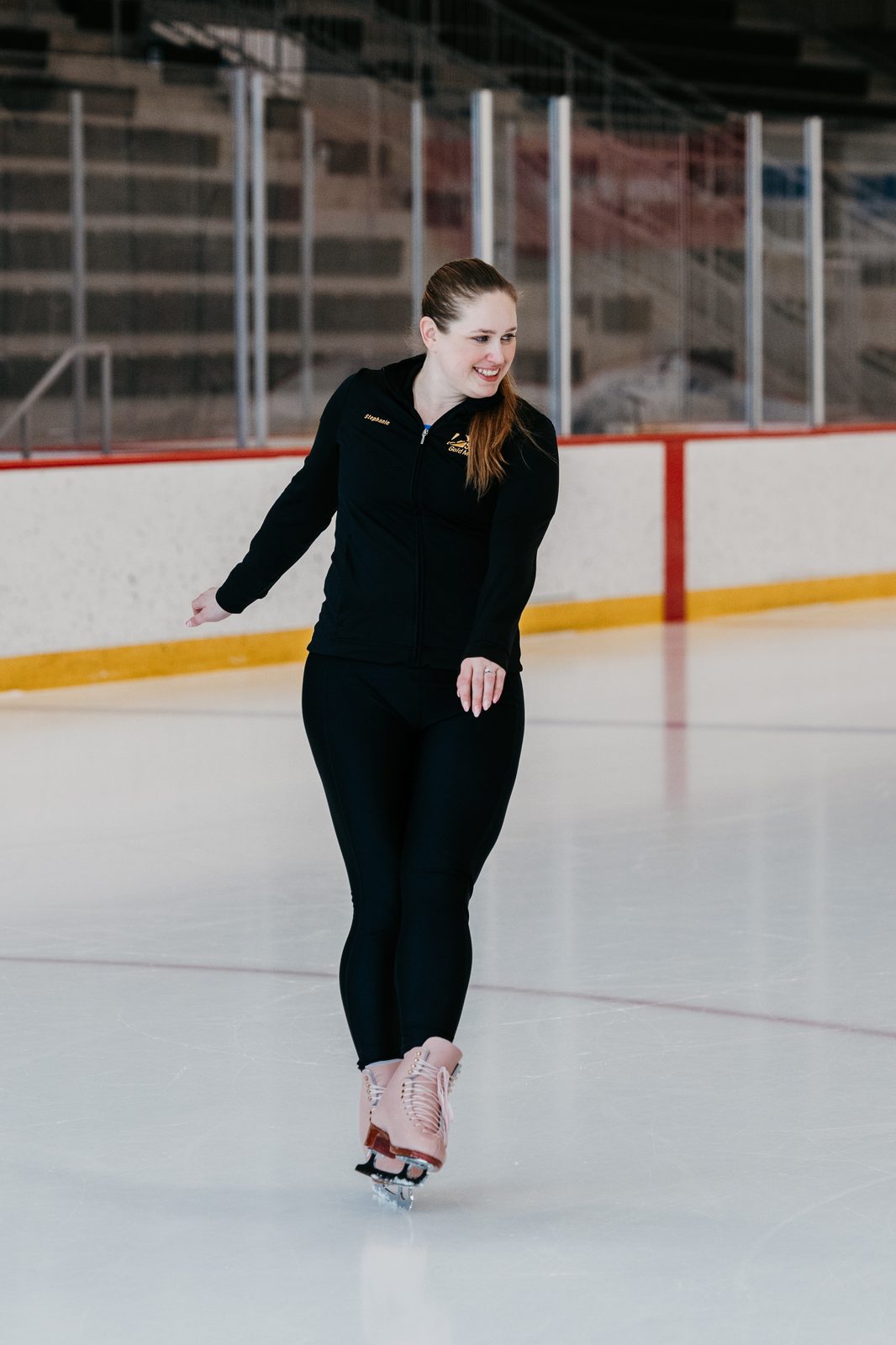 Stephanie Culver coaching on ice — individual edge-work instruction